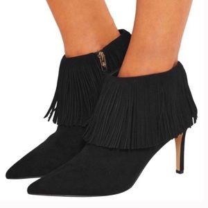 Sam Edelman Kandace Fringe Bootie Bkack